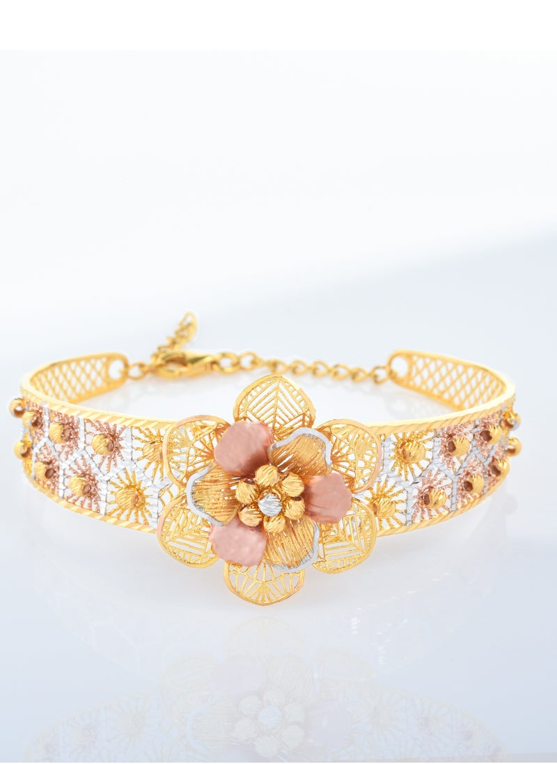 BAFLEH JEWELLERY Majestic Motifs: Floral and Filigree Designs in 22kt Gold Bangles  - Image 1