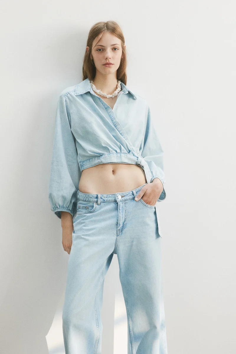 H&M Denim wrap blouse