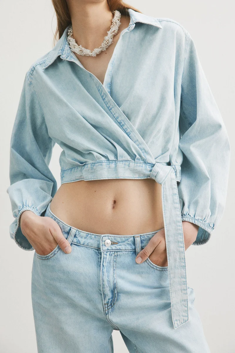 H&M Denim wrap blouse