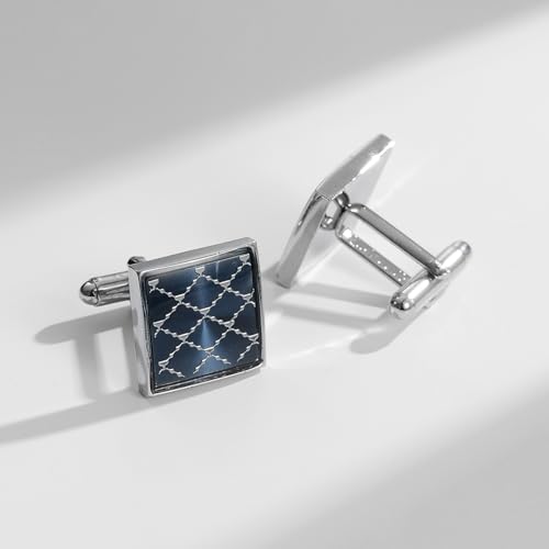 Wynameleri UJOY Cufflinks Set Silver Blue Brown Copper 4 Pairs in Gift Box Stylish Design - Image 5
