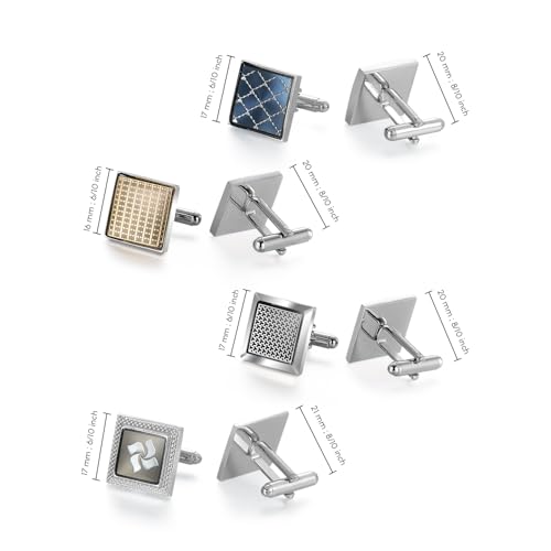 Wynameleri UJOY Cufflinks Set Silver Blue Brown Copper 4 Pairs in Gift Box Stylish Design - Image 2