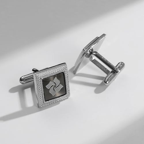Wynameleri UJOY Cufflinks Set Silver Blue Brown Copper 4 Pairs in Gift Box Stylish Design - Image 4