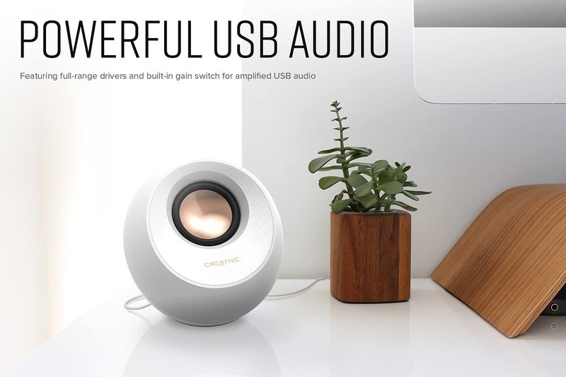 Creative مكبرات صوت سطح المكتب كرييتف بيبل V3 بتصميم بسيط 2.0 مع USB-C وصوت USB، تحسين الحوار الواضح، بلوتوث 5.0، 8 واط RMS مع 16 واط طاقة قصوى، محول USB-A متضمن (أبيض) - Image 2