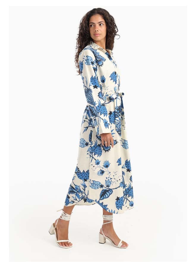 Carina Blue Flowers Print Midi Dress  - Image 5