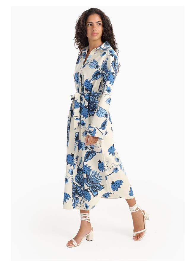 Carina Blue Flowers Print Midi Dress  - Image 2