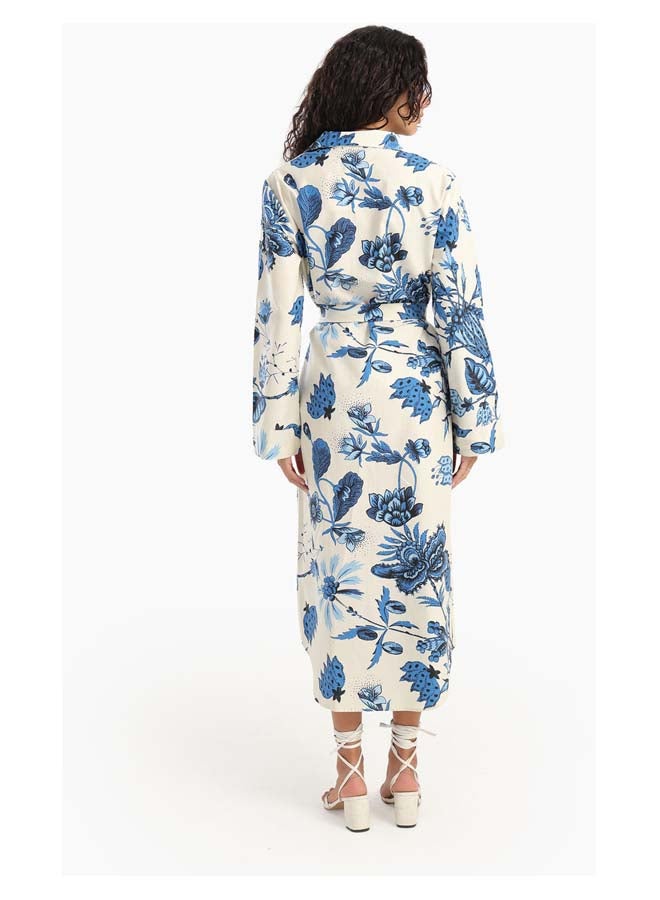 Carina Blue Flowers Print Midi Dress  - Image 3