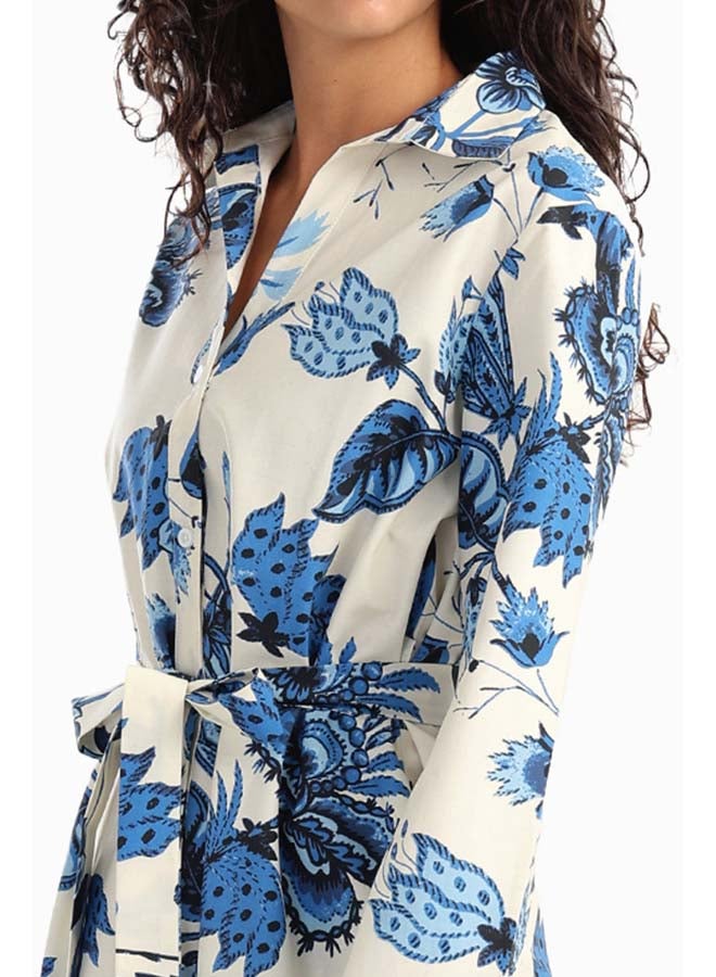 Carina Blue Flowers Print Midi Dress  - Image 4