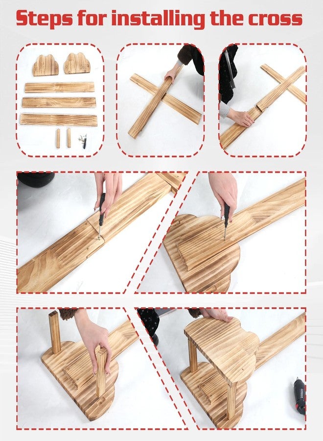 Kuabiz Extra Large Wood Cross 71 Inch Easter Wood Standing Cross Decoration Jesus Christ Catholic Crafted Supplies He Is Risen Outdoor Decor for Home Wedding Communion Churchr (Lighting Not Included) - Image 3