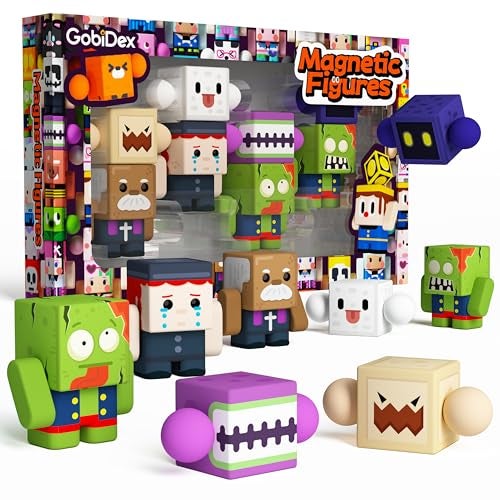 GobiDex 8PCS Magnetic Figures Playset Rotatable Monster Character Toys for Kids Toddlers Quiet Sensory Play Preschool STEM Gift Compatible with Magnet Blocks - Image 1