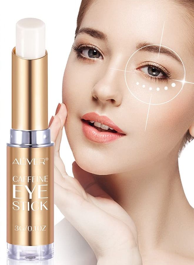 ALIVER Caffeine Eye Stick Caffeine Eye Cream with Collagen Hyaluronic Acid for Dark Circle and Puffiness Under Eye Treatment Hydrating Brightening Eye Stick for Fine Lines Wrinkles Puffiness and Bags  - Image 1