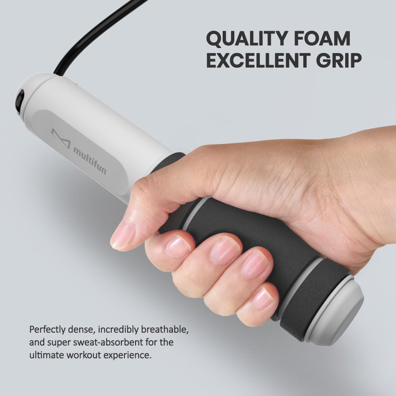 multifun Jump Rope, multifun Speed Skipping Rope with Calorie Counter, Adjustable Digital Counting Jump Rope with Ball Bearings and Alarm Reminder for Fitness, Crossfit, Exercise, Workout, Boxing, MMA, Gym (Black) - Image 3