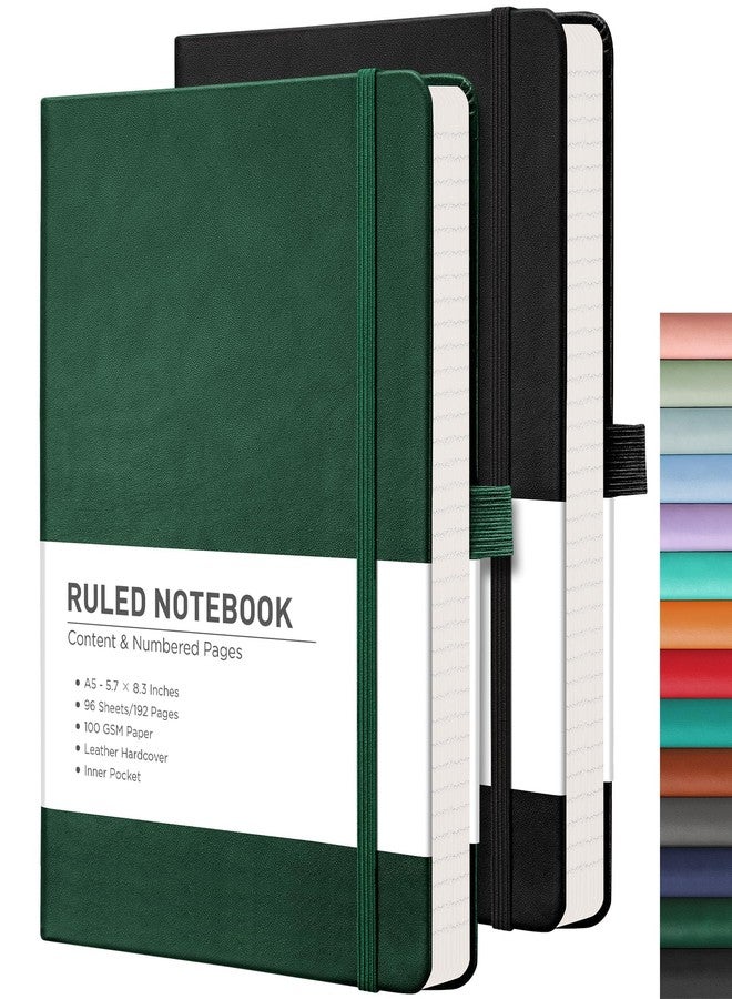 RETTACY Ruled Journal Notebook 2 Pack - Leather Thick Journals for Writing with 376 Numbered Pages,Hardcover,100gsm Thick Paper 5.75'' × 8.38'' - Image 1