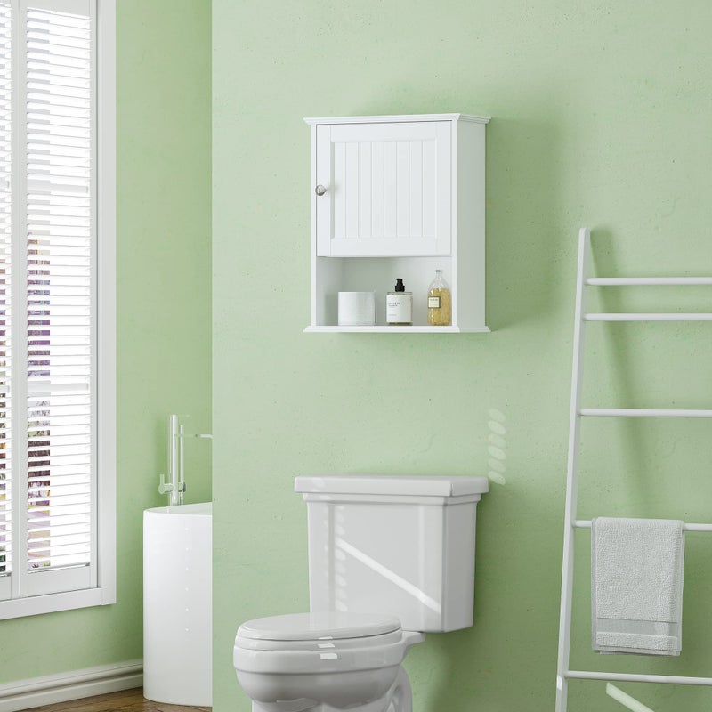 Spirich Bathroom Cabinet Wall Mounted with Single Door, Wood Hanging Cabinet with Adjustable Shelf White - Image 3
