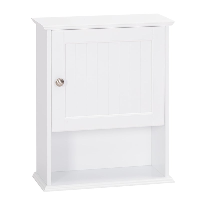 Spirich Bathroom Cabinet Wall Mounted with Single Door, Wood Hanging Cabinet with Adjustable Shelf White - Image 1