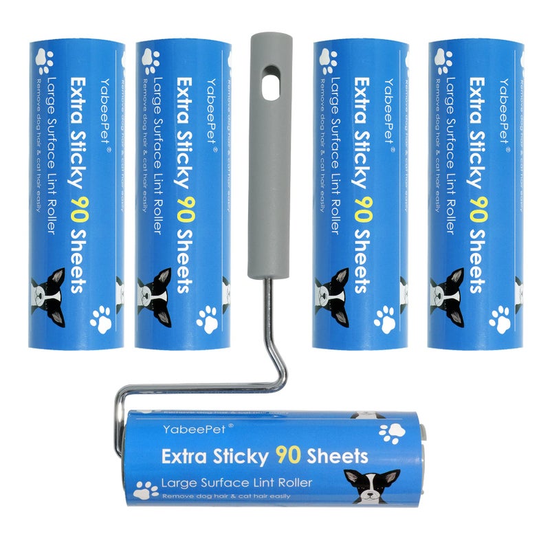 Extra Sticky Large Surface Lint Roller, 6.3'' Giant Lint Roller for Pet Hair, Lint Remover Roller for Cat Hair, Clothes, Furniture (1 Handle + 450 Sheets) - Image 1