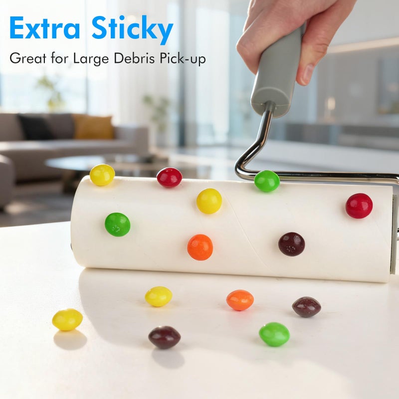 Extra Sticky Large Surface Lint Roller, 6.3'' Giant Lint Roller for Pet Hair, Lint Remover Roller for Cat Hair, Clothes, Furniture (1 Handle + 450 Sheets) - Image 5