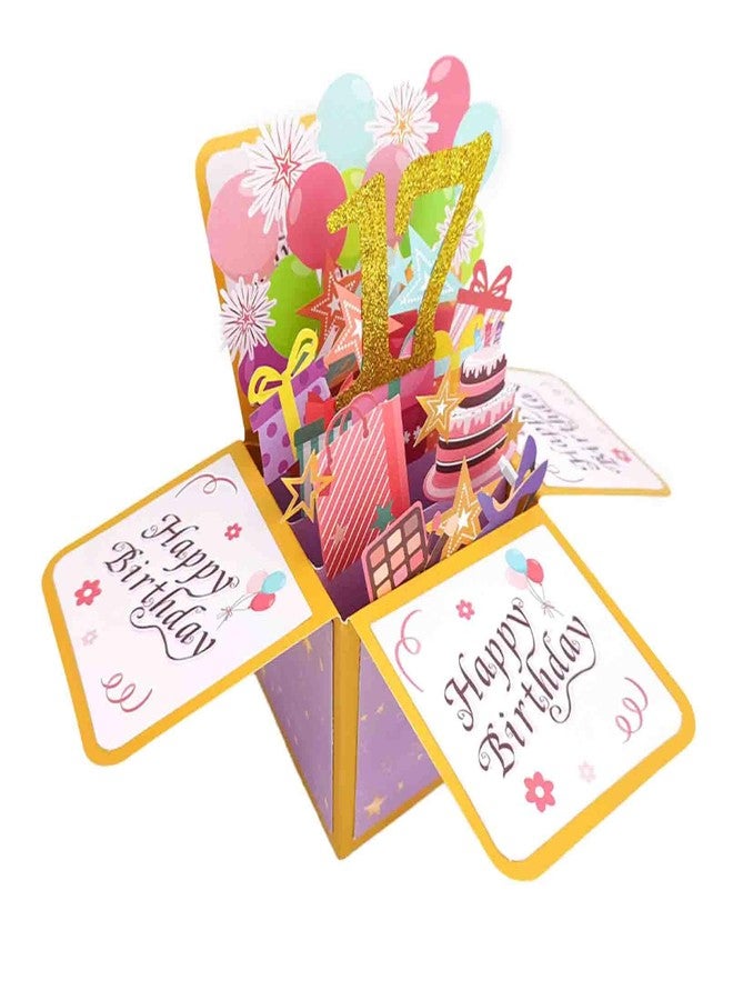 Asmallgf Happy 17th Birthday Pop Up Card for Girls Boys, Funny 17 Year Old Bday 3D Greeting Card for Him Her, Best Seventeen Birthday Gift Idea for Daughter Son - Image 1