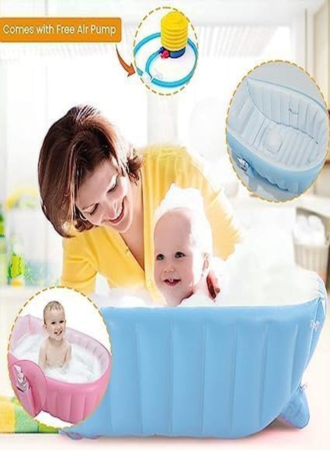 PRITASHA Inflatable Baby Bath tub for Kids with Air Pump, Soft Cushion Central Seat, Foldable Shower Basin | Mini Air Swimming Pool for Kids | Baby Bath Tub for Baby Kids 6 to 36 Months Multi Colour - Image 3