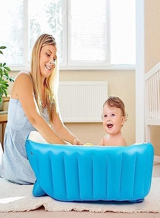 PRITASHA Inflatable Baby Bath tub for Kids with Air Pump, Soft Cushion Central Seat, Foldable Shower Basin | Mini Air Swimming Pool for Kids | Baby Bath Tub for Baby Kids 6 to 36 Months Multi Colour - Image 2