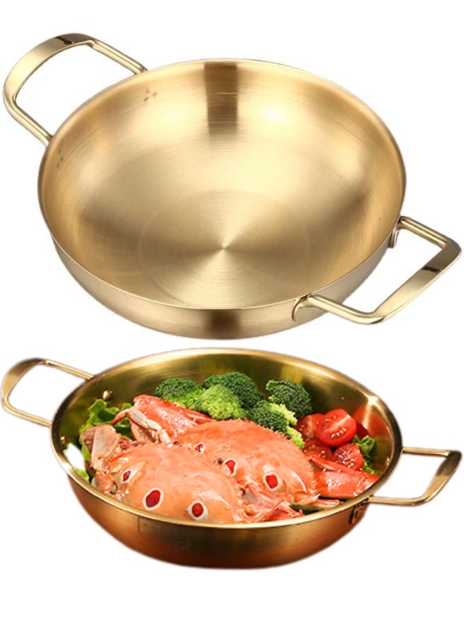 stainless steel pan skillet carbon frying pans wok non sticking searing- Mini Chef's Classic Stainless Steel Everyday Pan Cookware- Inner Diameter 30 cm (Golden) - Image 1