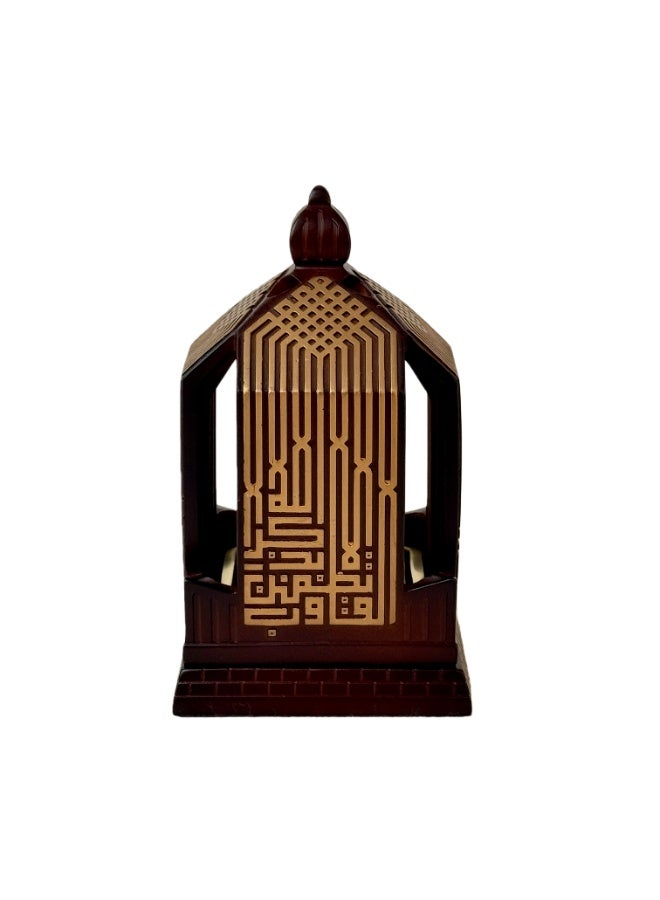مبخرة راتينج عمودية مضلعة فاخرة باللونين البني والذهبي - تصميم هندسي عصري مع نقوش زهور ذهبية بارزة - مبخرة بخور بقاعدة بنية عميقة - ديكور فاخر للمنزل والمكتب - مثالية لغرفة المعيشة والمجلس - هدية مثالية لرمضان والعيد - ثابتة ومقاومة للحرارة - طراز عربي معاصر - Image 2