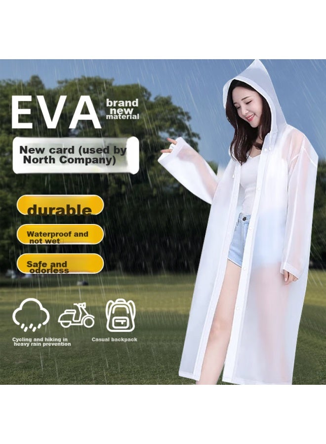 BWNK Bowonic Semi-transparent Frosted Adult Raincoat Poncho, Long Style With Hood For Men And Women, Non-disposable Thickened Raincoat - Image 1