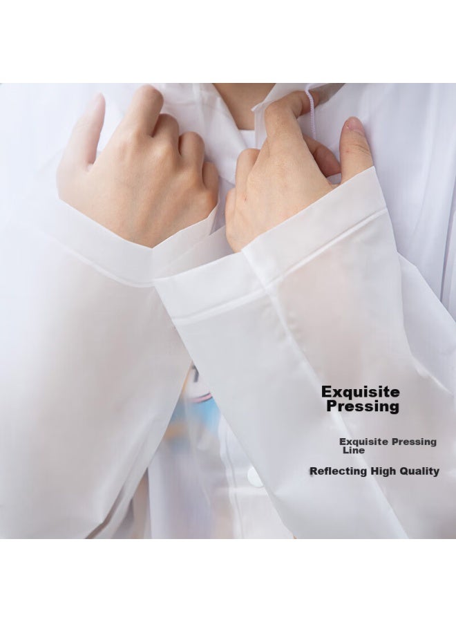BWNK Bowonic Semi-transparent Frosted Adult Raincoat Poncho, Long Style With Hood For Men And Women, Non-disposable Thickened Raincoat - Image 4