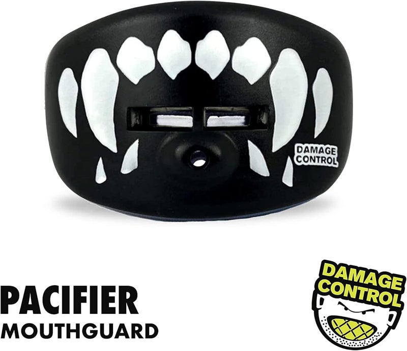 DAMAGE CONTROL Pacifier Mouthpiece – Football Mouthguard with Helmet Strap, Protects Teeth, Jaw & Mouth – Mouth Piece for Sports, No Boiling, Allows Airflow – Gear for Adults & Youth (Fangs) - Image 3