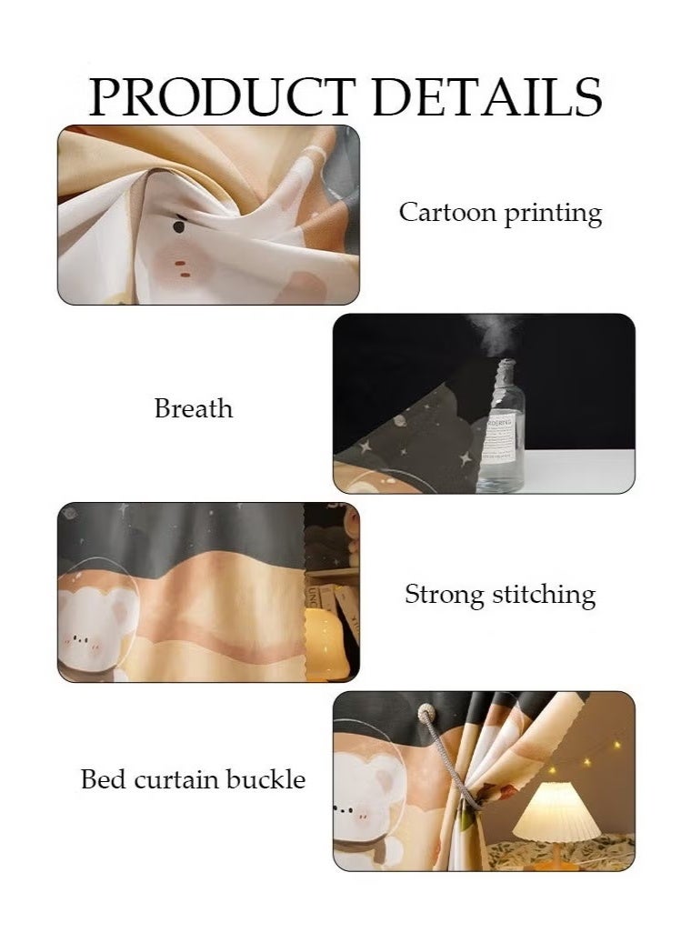 BESTPEAK 2 Pcs Private Bed Curtain At The Bottom Of The Bunk Bed, Breathable And Dustproof Single Bed Blackout Curtain, Dormitory Family Bed Curtain, Can Cover 3 Sides - Image 2