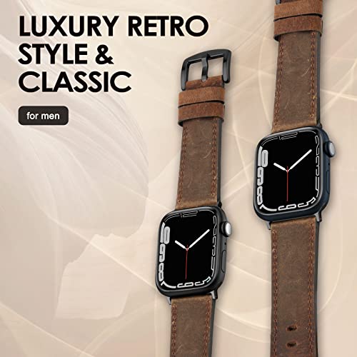 SWEES Leather Band Compatible with Apple Watch Bands 46mm 45mm 44mm 42mm (Series 1/2/3) Men Women, Vintage Genuine Leather Replacement Wristband for iWatch Series 10 9 8 7 6 5 4 3 2 1 SE Retro Walnut - Image 5