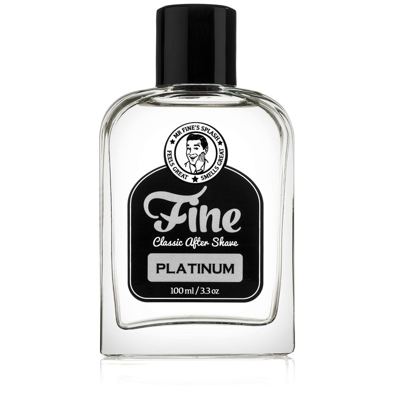 Mr Fine Mens Aftershave Platinum Fragrance Soothing Toning Post Shave Balm Calms Razor Burn Classic Barbershop Feel AlcoholBased Formula Gentle for All Skin Types 100ml
