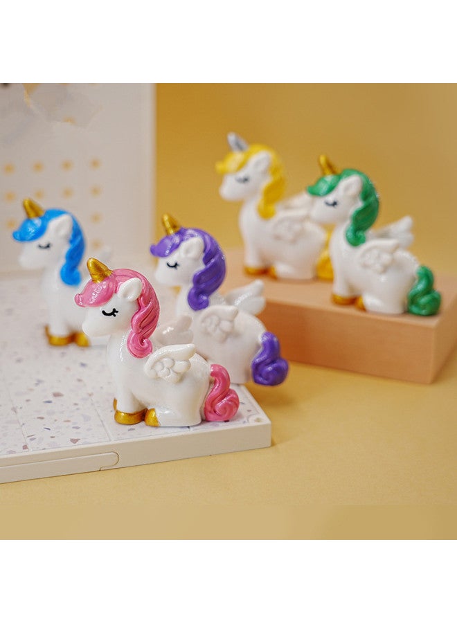 زخارف صغيرة من Unicorn Moe Grain ديكورات إبداعية زخارف مكتبية من الراتنج لسطح المكتب - اللون: 06 لون موحد يونيكورن راكع - أزرق - Image 4