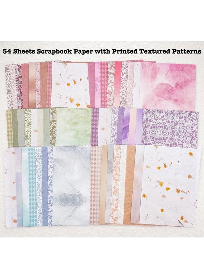 ARTSMONA 90 Sheets Scrapbook Paper and Decorative Mesh Fabric Assorted Set - 6 Pack Mixed Special Paper for Scrapbooking Planner Bullet Junk Journal Supplies Mixed Media Collage Card Embellishment 5.1x7 Inch - Image 5