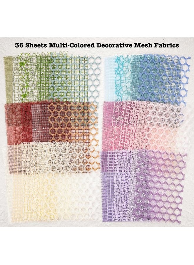 ARTSMONA 90 Sheets Scrapbook Paper and Decorative Mesh Fabric Assorted Set - 6 Pack Mixed Special Paper for Scrapbooking Planner Bullet Junk Journal Supplies Mixed Media Collage Card Embellishment 5.1x7 Inch - Image 4