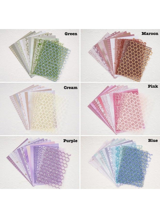ARTSMONA 90 Sheets Scrapbook Paper and Decorative Mesh Fabric Assorted Set - 6 Pack Mixed Special Paper for Scrapbooking Planner Bullet Junk Journal Supplies Mixed Media Collage Card Embellishment 5.1x7 Inch - Image 2