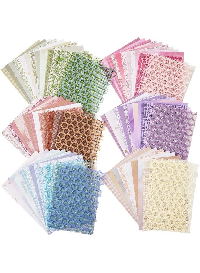 ARTSMONA 90 Sheets Scrapbook Paper and Decorative Mesh Fabric Assorted Set - 6 Pack Mixed Special Paper for Scrapbooking Planner Bullet Junk Journal Supplies Mixed Media Collage Card Embellishment 5.1x7 Inch - Image 1