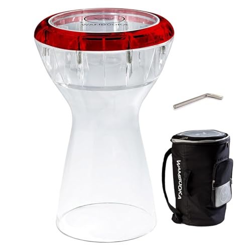 Wambooka Green Emerald Darbuka – Dry & Wet Sound Modes, 8.75'' Head, Lightweight- Professional Drum with Brass Tuning Keys & Padded Bag – 17'' Length – Ideal for Live & Studio Use (Red) - Image 1