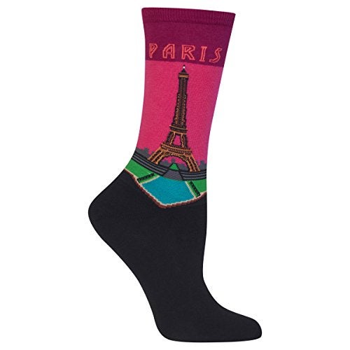 Hot Sox HOTSOX Women's Paris Crew Sock 1 Pair Pack, Magenta, Women's Shoe Size: 4-10 - Image 1