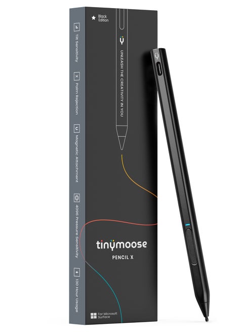 Active Digital Stylus Pen for Microsoft Surface Pro/Book/Laptop/Go - With Precise Pressure Sensitivity, Palm Rejection & Tilt Sensitivty - Black Edition