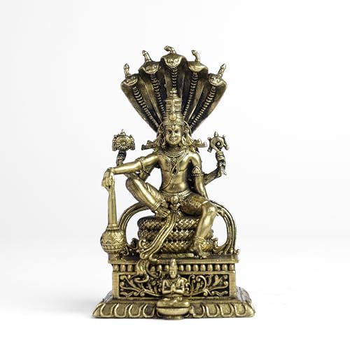 Bhimonee Decor | 210 gm Sitting Vishnu Panchloha Idol | 8 CM Height | Handmade Traditional Lord Vishnu Religious Statue for Home Temple and Pooja - Image 5