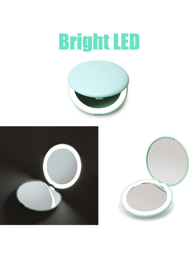 روك بو مرآة مكياج بإضاءة LED للسفر أخضر - Image 3