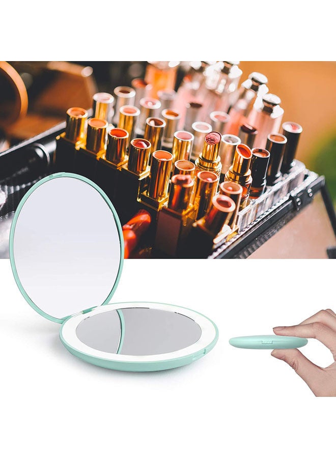 روك بو مرآة مكياج بإضاءة LED للسفر أخضر - Image 4