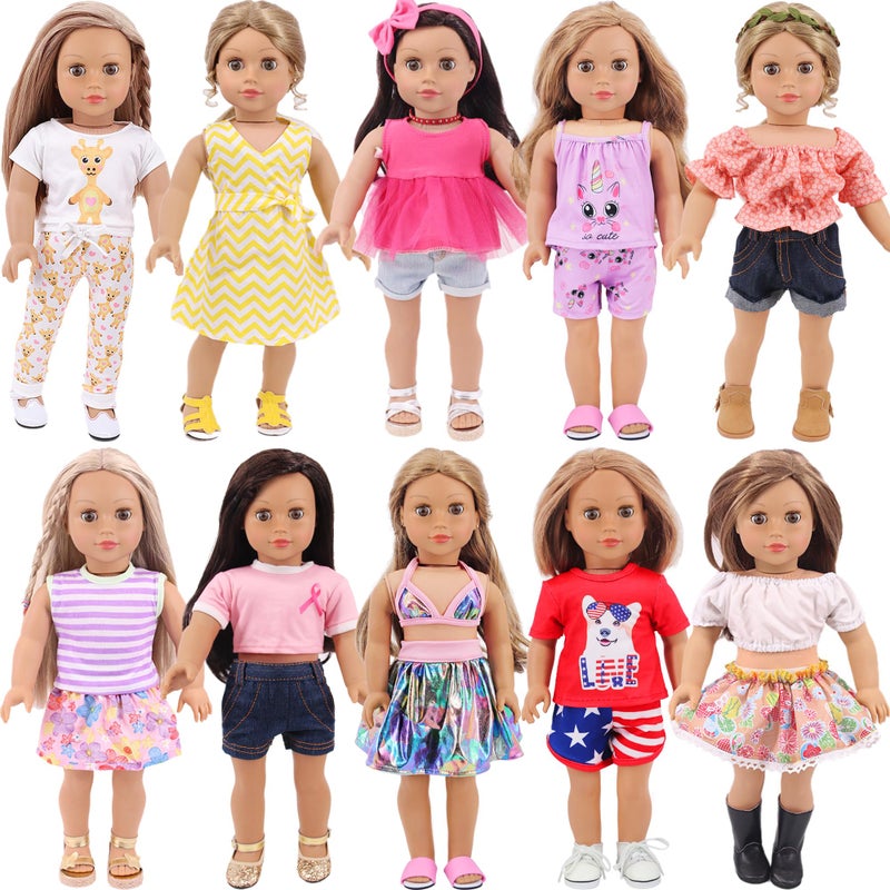 K. T. Fancy K.T. Fancy 10 Sets American 18 Inch Doll Clothes and Accessories Include Doll Clothing Dress Fit for 18 inch Dolls ( No Doll ) - Image 1