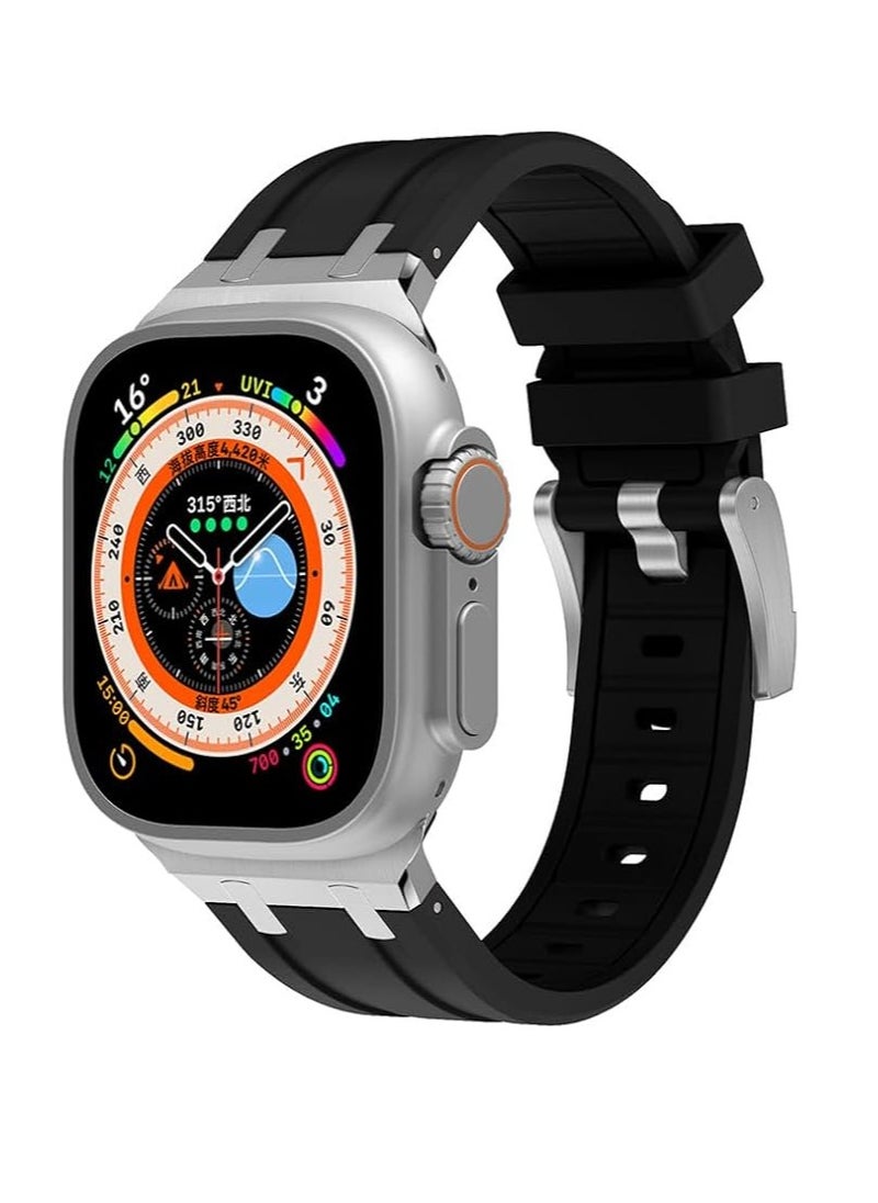 Generic - Compatible with Apple Watch Ultra 2 Band for Men, Silicone Strap and Stainless Steel Buckle Designed for iPhone Watch, Fit iWatch Bands Ultra Series 9 8 7 6 5 4 3 2 1 SE - Image 1