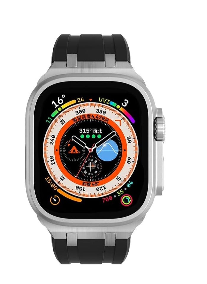 Generic - Compatible with Apple Watch Ultra 2 Band for Men, Silicone Strap and Stainless Steel Buckle Designed for iPhone Watch, Fit iWatch Bands Ultra Series 9 8 7 6 5 4 3 2 1 SE - Image 1