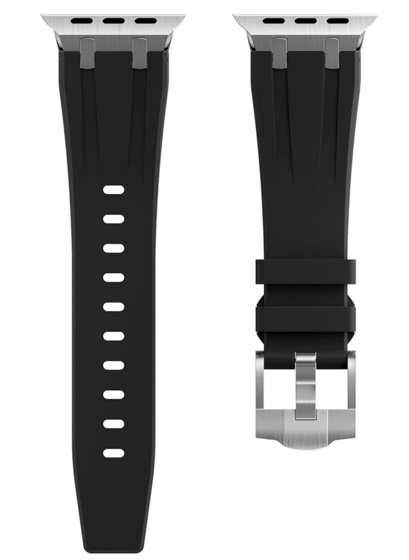 Generic - Compatible with Apple Watch Ultra 2 Band for Men, Silicone Strap and Stainless Steel Buckle Designed for iPhone Watch, Fit iWatch Bands Ultra Series 9 8 7 6 5 4 3 2 1 SE - Image 1