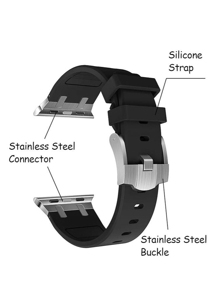 Generic - Compatible with Apple Watch Ultra 2 Band for Men, Silicone Strap and Stainless Steel Buckle Designed for iPhone Watch, Fit iWatch Bands Ultra Series 9 8 7 6 5 4 3 2 1 SE - Image 1