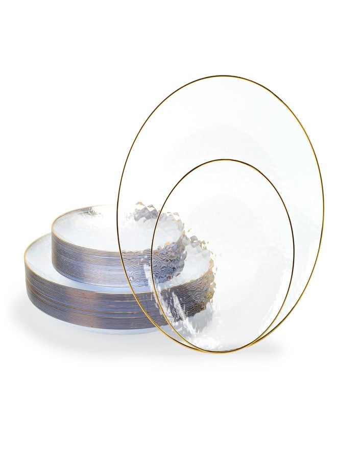 LYHLYA 60Pcs Clear Plastic Plates with Gold Rim, 30 Dinner & 30 Dessert - Image 1