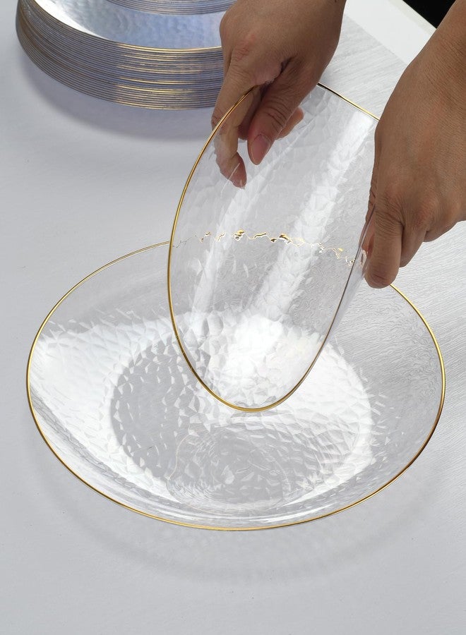 LYHLYA 60Pcs Clear Plastic Plates with Gold Rim, 30 Dinner & 30 Dessert - Image 5