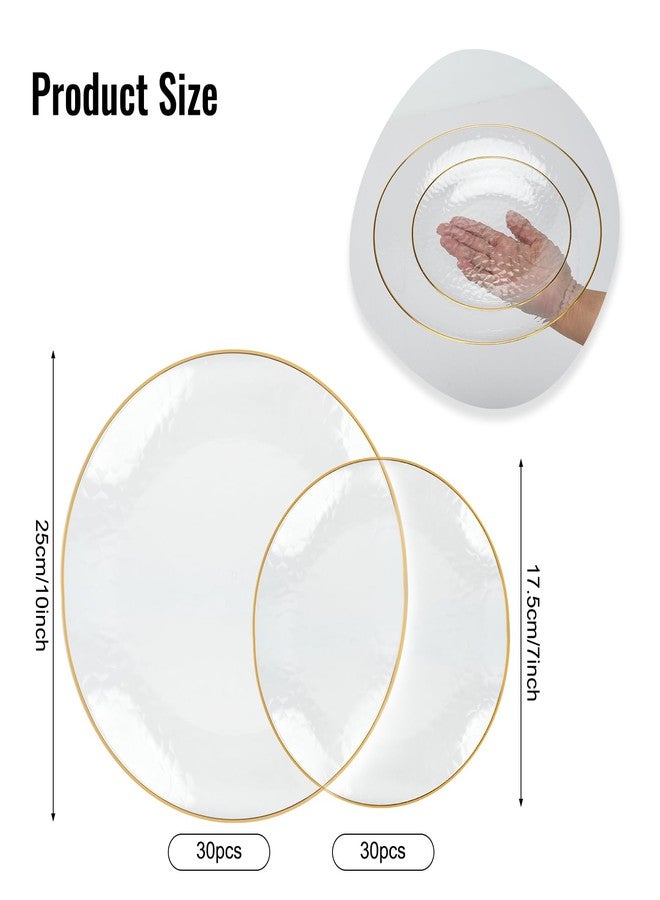 LYHLYA 60Pcs Clear Plastic Plates with Gold Rim, 30 Dinner & 30 Dessert - Image 2